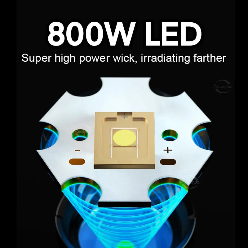 Super Lanterna Tática Paweinuo LED 800W - Kit Completo