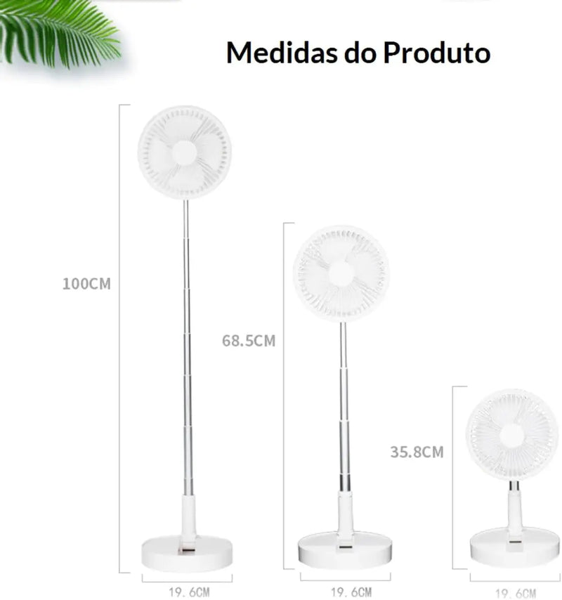 Ventilador Portátil Sem Fio 7200mah Recarregável Silencioso Dobrável