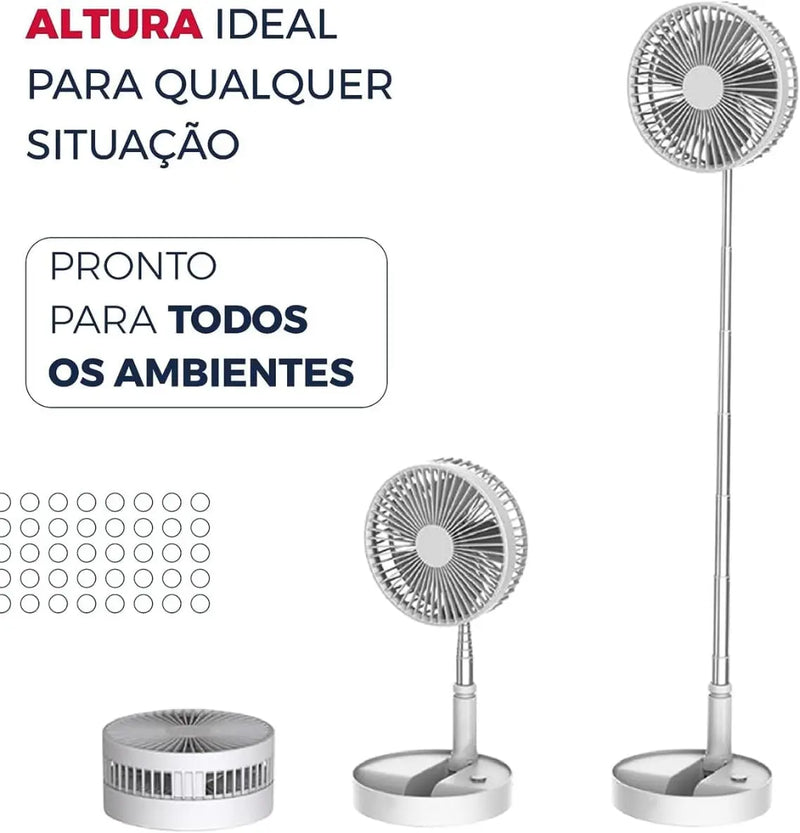 Ventilador Portátil Sem Fio 7200mah Recarregável Silencioso Dobrável